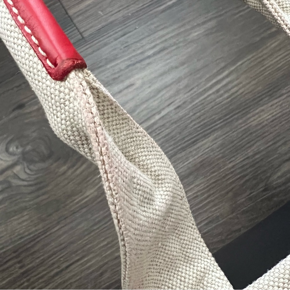 Prada Authentic Canvas Tote With Red Leather Trim - image 5